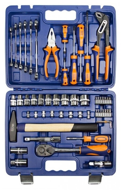 Набор инструментов для дома и авто 56 предметов в кейсе HELFER HF000013 - фотография № 1