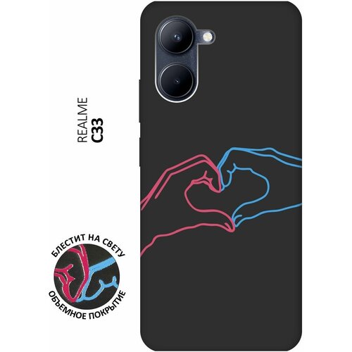 Матовый Soft Touch силиконовый чехол на realme C33, Рилми С33 с 3D принтом Fall in Love черный матовый soft touch силиконовый чехол на realme c55 рилми с55 с 3d принтом fall in love черный