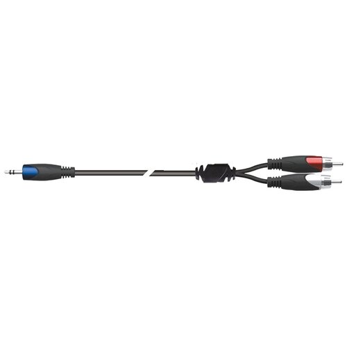 Компонентный кабель, 3 метра, разъёмы Stereo Mini Jack Male - 2 RCA - QUIK LOK SX40-3K rockdale dc005 5m компонентный кабель 5 метров разъемы 2 mono jack male 2 rca male тюльпаны