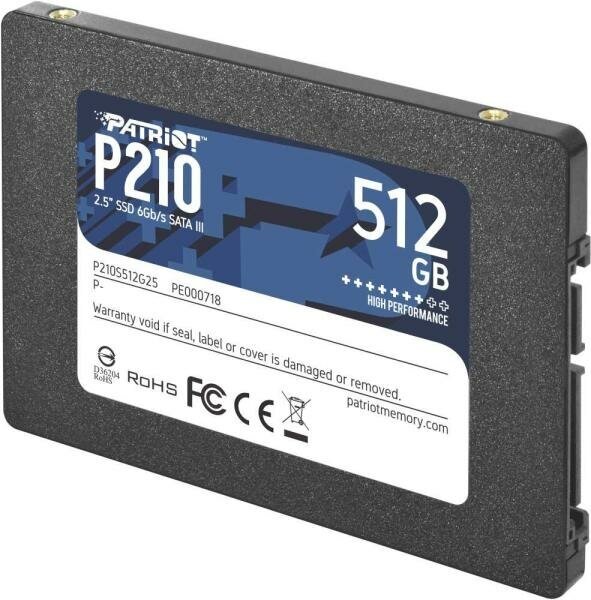 Твердотельный накопитель SSD 2.5 512 Gb Patriot P210 Read 520Mb/s Write 430Mb/s 3D NAND TLC (P210S512G25)