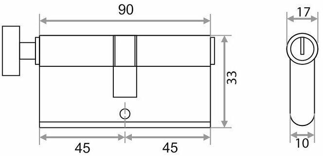 Цилиндровый механизм (личинка, цилиндр замка) TRODOS, 90 мм (45-45),5 ключей/ английский - фотография № 3