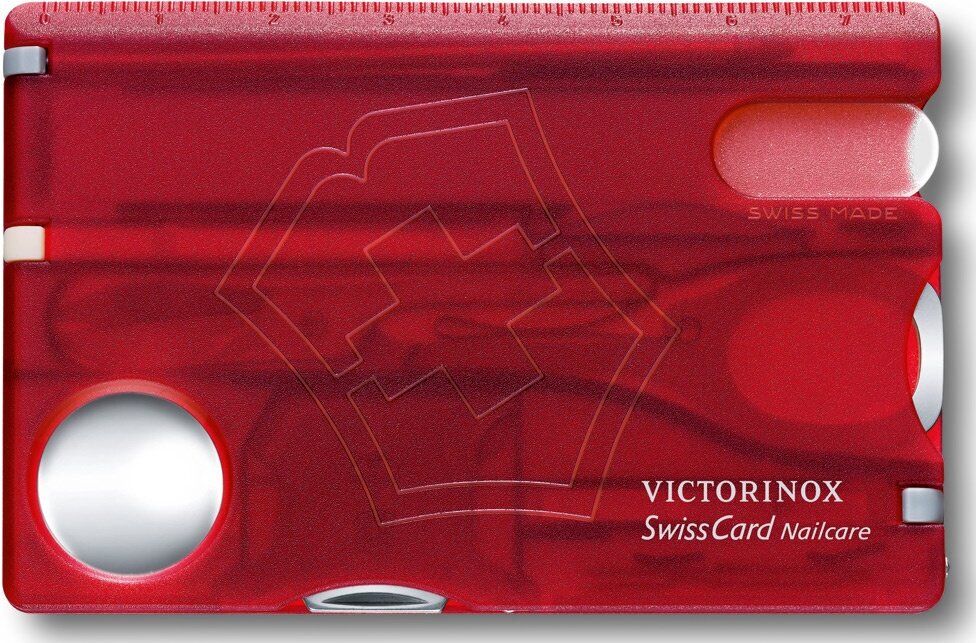 Швейцарская карта Victorinox SwissCard Nailcare 0.7240. T красный полупрозрачный коробка подарочная