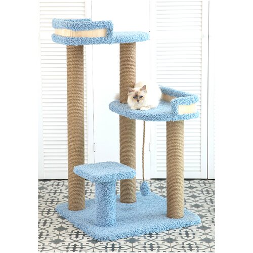 Комплекс для кошек Котомастер "Виктори" Высота 115см, голубой/ваниль