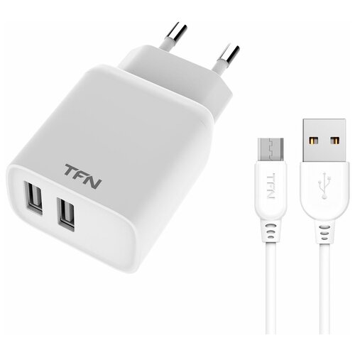 Сетевое зарядное устройство TFN 2 RAPID+ (MicroUSB), white сетевое зу tfn 2 rapid 2 4a typec white