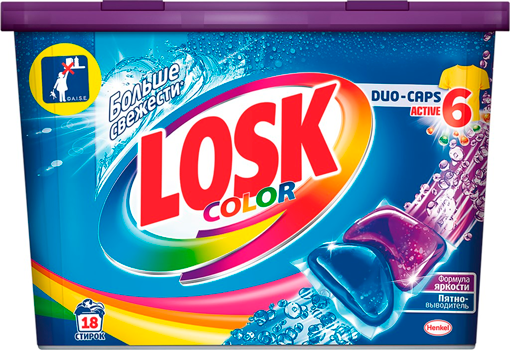 Капсулы для стирки Losk Дуо-капс Color для цветного белья, 18 шт - фото №20