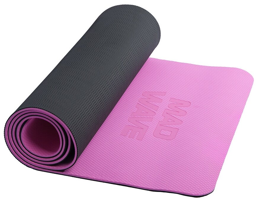 Коврик для йоги Mad Wave Yoga Mat TPE double layer - Розовый, 183*61*0.6 cm