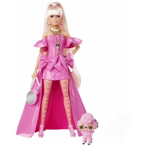 Barbie Extra Fancy блондинка в розовом глянцевом платье, новая экстра 2022, HHN12