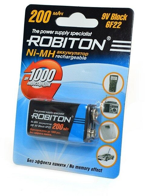 Аккумулятор крона ROBITON 200MH9 BL1 HR22