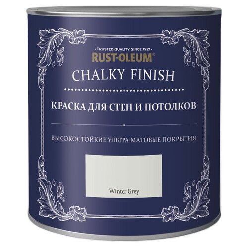 Краска акриловая Rust-Oleum Chalky Finish Wall Paint матовая серый зимный 2.5 л 3.67 кг краска акриловая rust oleum chalky finish wall paint матовая серый камень 0 21 кг