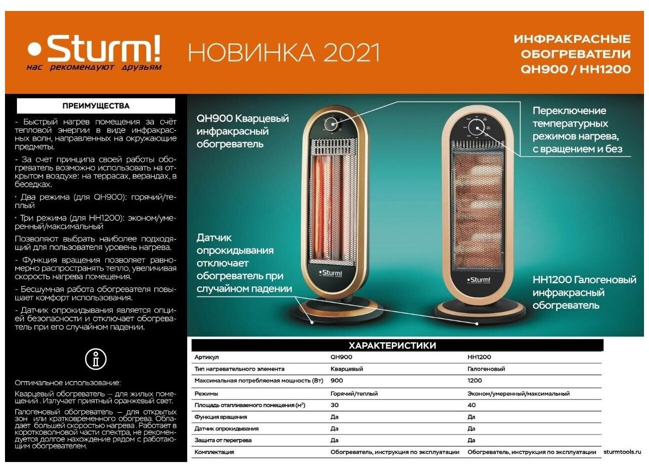 Sturm! Обогреватель галогеновый инфракрасный Sturm! HH1200 - фотография № 1