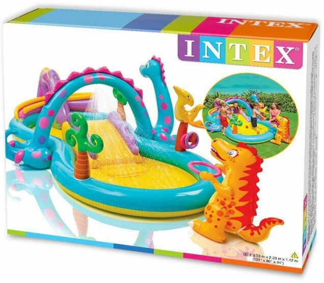 Надувной игровой центр, бассейн с горкой Dinoland, Intex, 333х229х112см, до 81кг, от 3-х лет, 57135 - фотография № 6