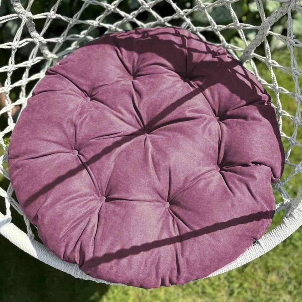 Подушка круглая Тина для подвесного кресла сиденье на качели 60D, розовый - фотография № 3