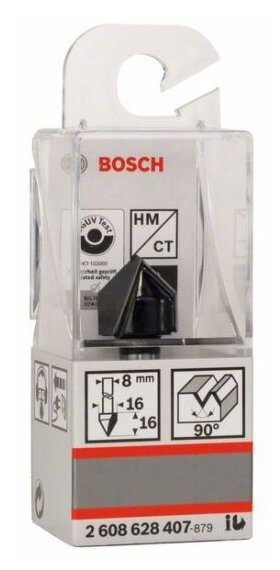 Фреза пазовая Bosch -V Std S8/D16/L16/90°