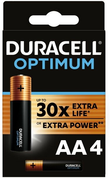 DURACELL LR06316BL4 Батарейка LR06/316/AA щелочная Optimum (Duracell)(к-т 4шт)