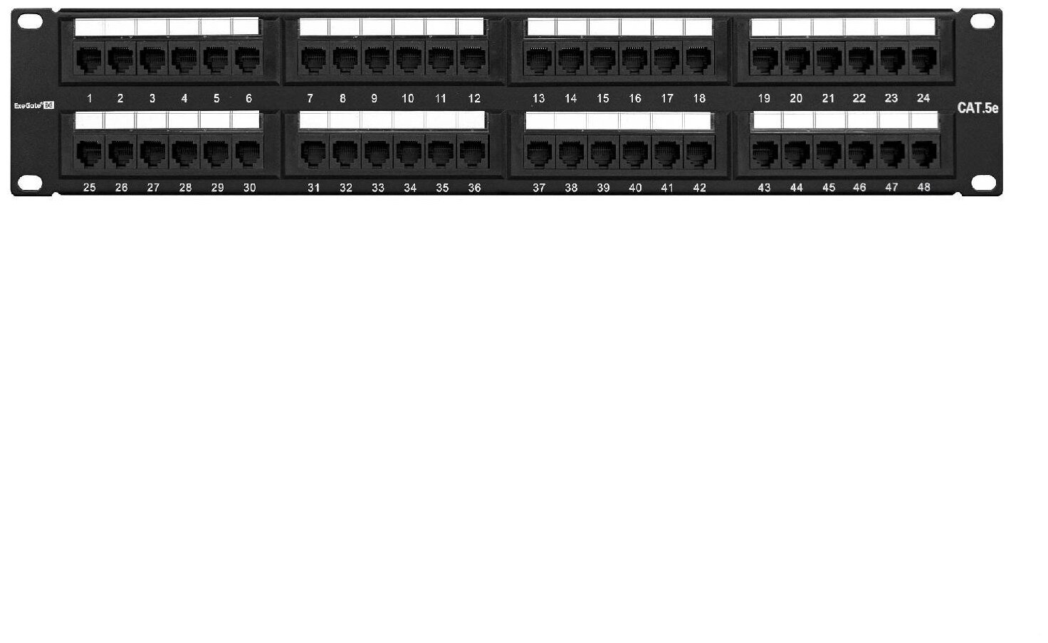 Патч-панель Exegate EX256753RUS (19", UTP, 48 port, cat.5e, KRONE&110(dual IDC), 2U, RoHS, Black, RTL) - фото №4