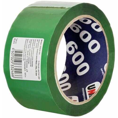 Скотч цветной Зеленый, клейкая лента упаковочная и для переезда, Unibob, 48мм * 66м, плотность 45мкр, 36шт.