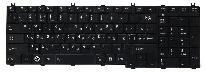Клавиатура для Toshiba Satellite C660 C670 L650D L655 L755 (NSK-TN0SV 9Z. N4WGQ.00R) матовая