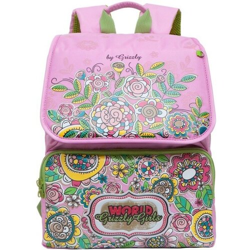 Рюкзак школьный розовый Grizzly, арт. RA-672-4