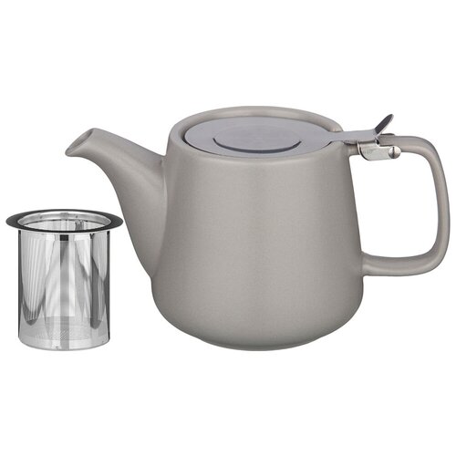фото Заварочный чайник 500мл с ситом и металлической крышкой серый bronco