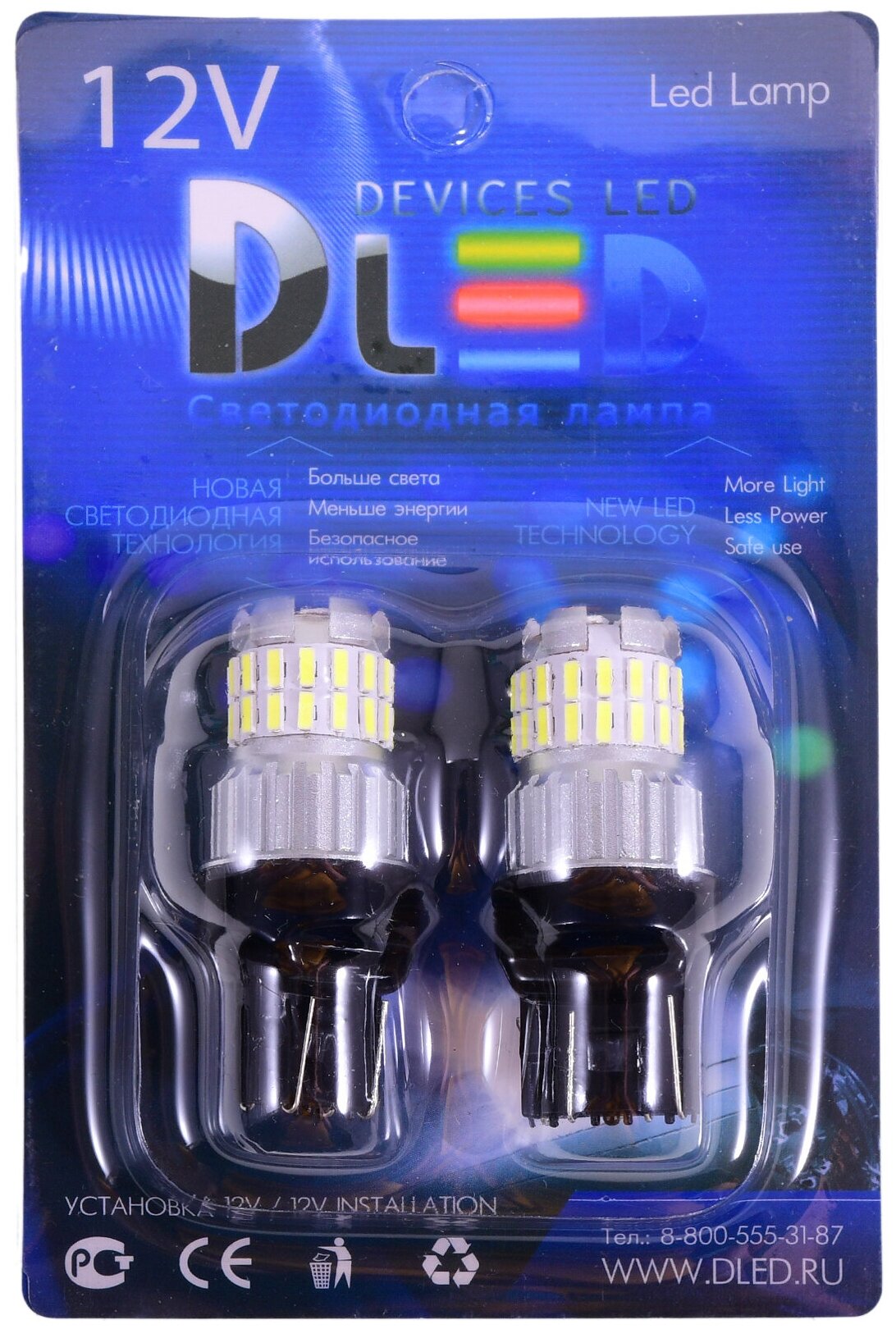 Автолампа светодиодная W21W - T20 - 7443 - W3х16q - 30Led SMD4014 6Led SMD3030 (2 лампы)