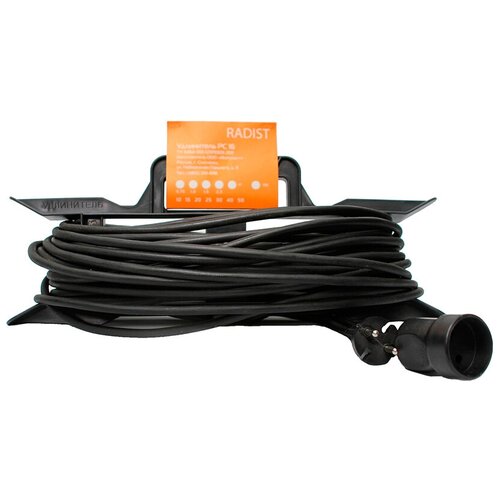 Радист Удлинитель РС16 рамка 6А 1 гнездо 2*0,75 10м чёрный 101 .