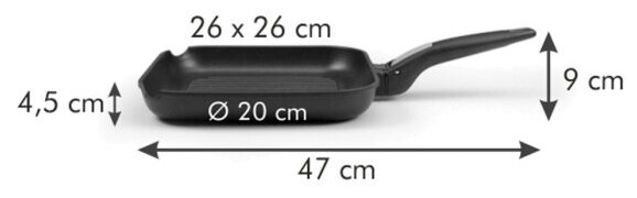 Сковорода-гриль со съемной ручкой Tescoma SmartCLICK, 26 x 26 см