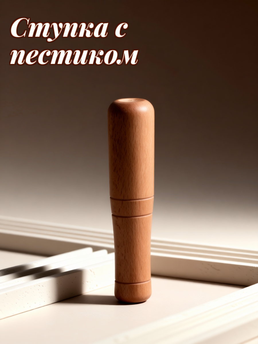 Деревянный Пестик Для Кухни Из Премиальной Древесины Подходит Для Чеснока И Приправ Размер Окolo 17 5 X 3 7 X 3 7 Cm