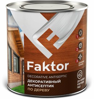 Антисептик FAKTOR для защиты и тонирования древесины 3в1 орех 2,1 кг