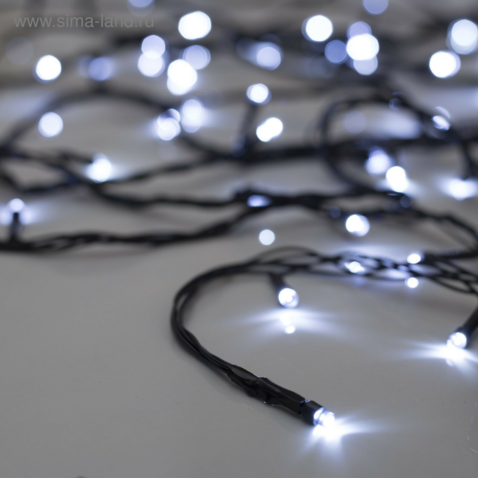 Гирлянда «Нить» 20 м, IP20, тёмная нить, 200 LED, свечение белое, 8 режимов, 220 В — фото 1
