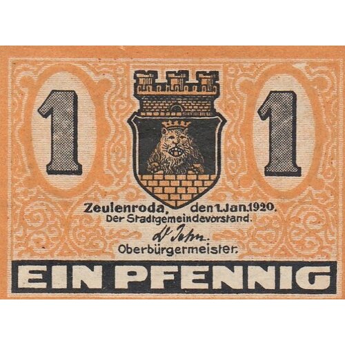 Германия (Веймарская Республика) Цойленрода 1 пфенниг 1920 г. (9) германия веймарская республика цойленрода 1 пфенниг 1920 г 18