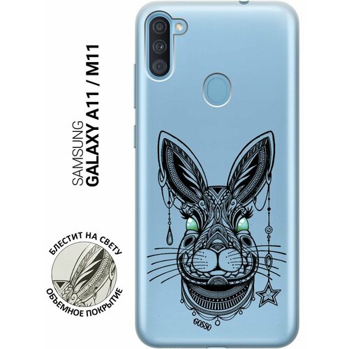 Ультратонкий силиконовый чехол-накладка Transparent для Samsung Galaxy A11, M11 с 3D принтом Grand Rabbit ультратонкий силиконовый чехол накладка transparent для samsung galaxy s21 с 3d принтом grand rabbit