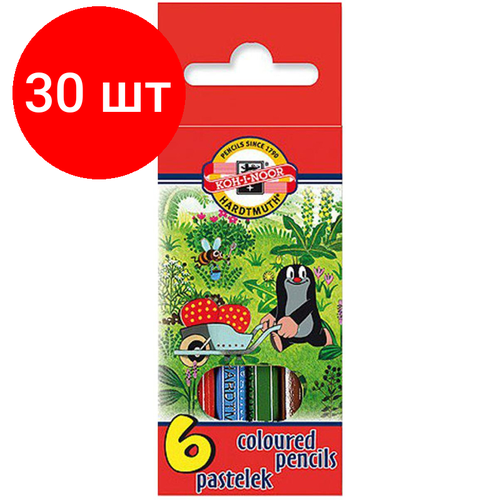 Комплект 30 наб, Карандаши цветные KOH-I-NOOR короткие Крот 6 цв/наб 3621006046KSNN