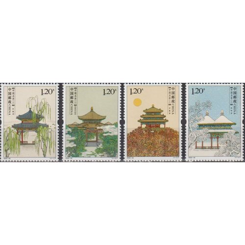 Почтовые марки Китай 2022г. Знаменитые павильоны Архитектура MNH