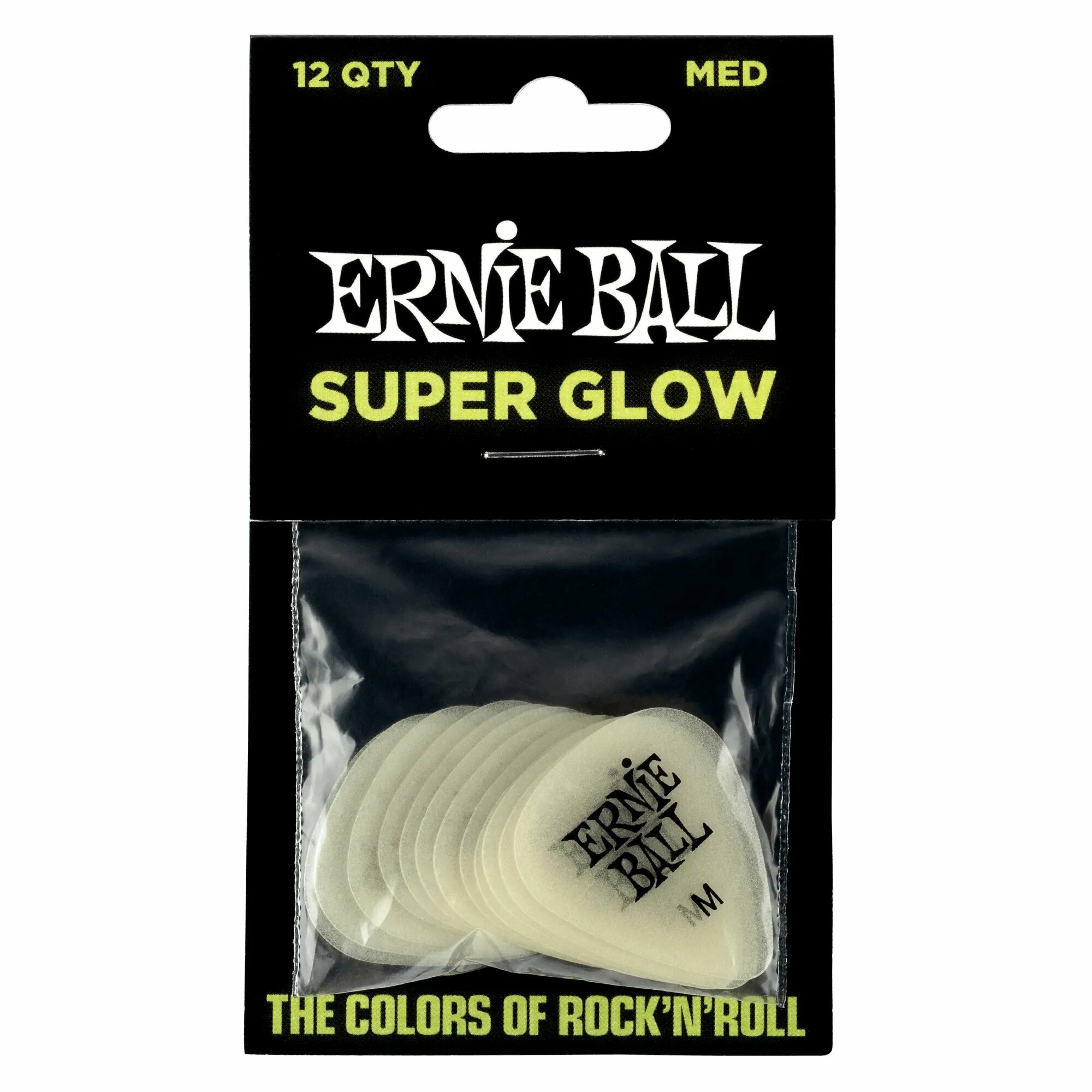 Медиаторы для гитары Ernie Ball 9225 Super Glow, 0.72 мм, набор медиаторов из 12 штук, светятся в темноте — фото 1