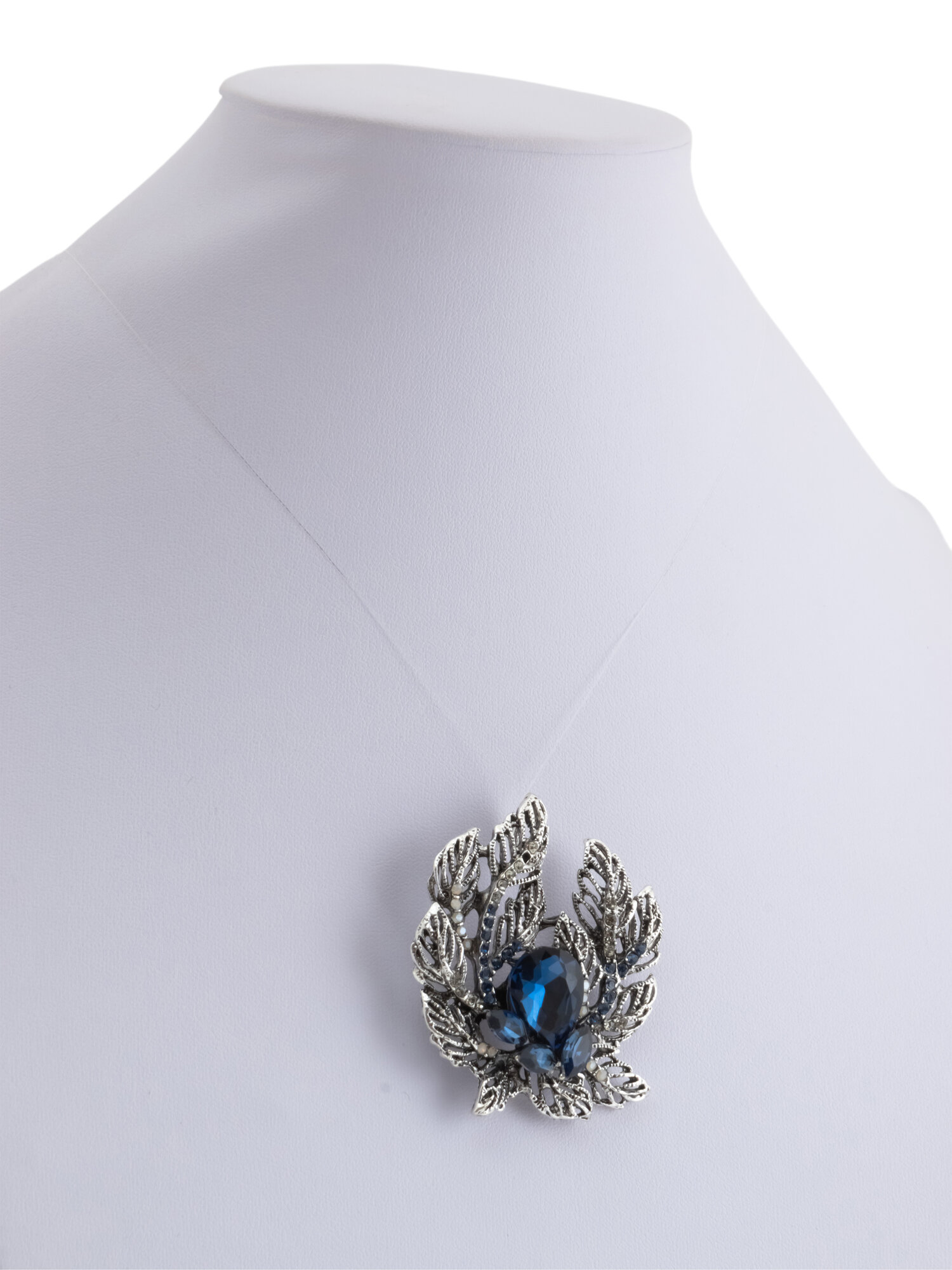 Брошь ЖемАрт, кристалл, синий — фото 1