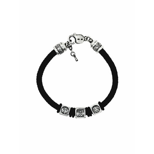 Браслет Малахит православный Лики Святых, серебро, 925 проба, чернение, длина 23 см.