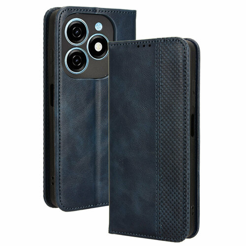 фото Чехол книжка для tecno spark 20 с магнитом и отделением под карты / техно спарк 20 (синяя) cover-up