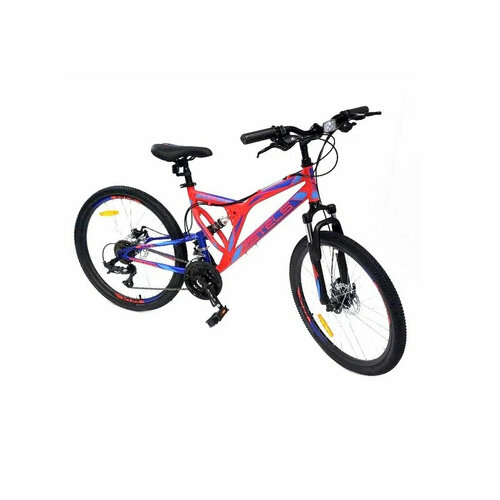 Велосипед Stels Mustang MD V010 колеса 24 Горный 18 скоростей красный неоновыйсиний LU095563 22400₽