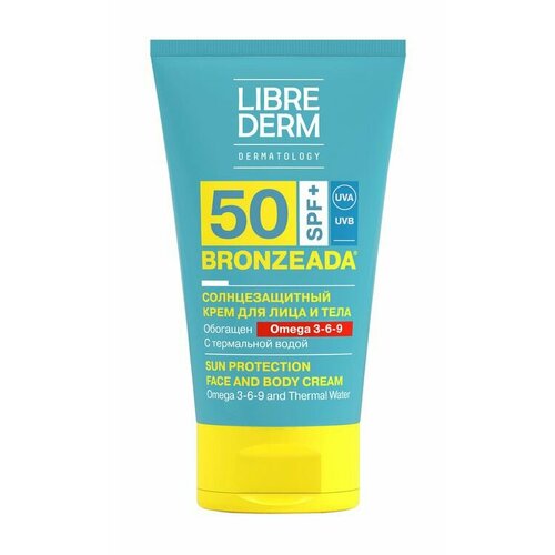 Cолнцезащитный крем для лица и тела с Омега 3-6-9 и термальной водой Bronzeada Sun Protection Face and Body Cream Jmega 3-6-9 and Thermal Water SPF 50 150 мл 6094₽