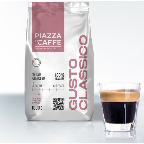 Кофе в зернах Piazza Del Caffe Gusto Classico, 1 кг, промышленная упаковка — фото 1