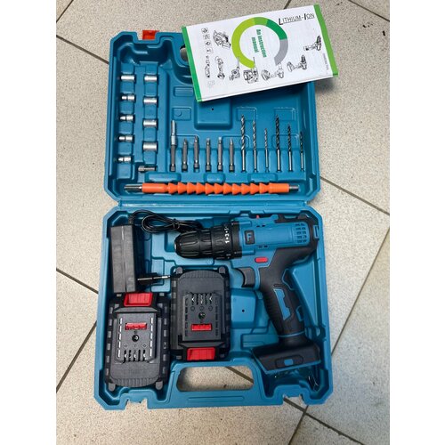 Шуруповерт дрель аккумуляторная 24V2 АКБ с кейсом и набором инструментов 3600₽