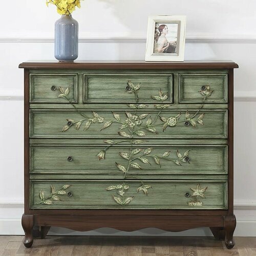 Комод Chambery с шестью ящиками, окрашенный в стиле американский ретро