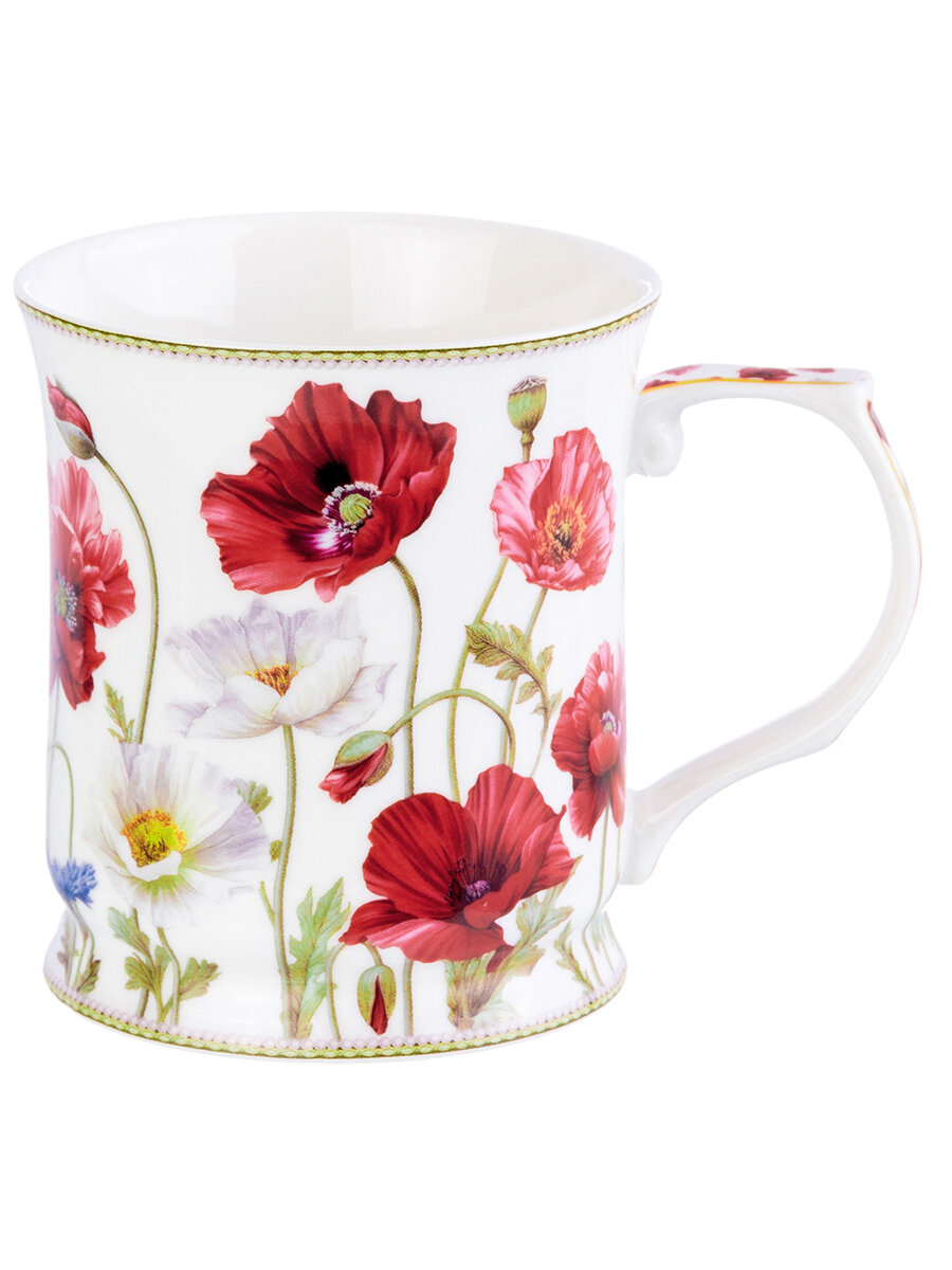 фото Кружка 400 мл 12,5*9*10 см "Маки" NEW BONE CHINA