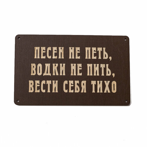фото Декоративная табличка "песен не петь, водки не пить, вести себя тихо"