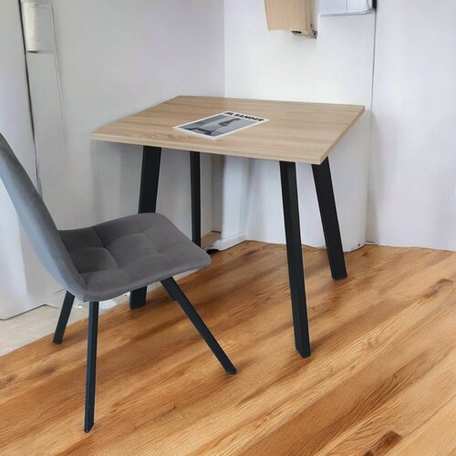 Изображение товара Игровой компьютерный стол/ Лофт, 80*60 см, цвет столешницы Дуб Сонома, Ножки ник черные