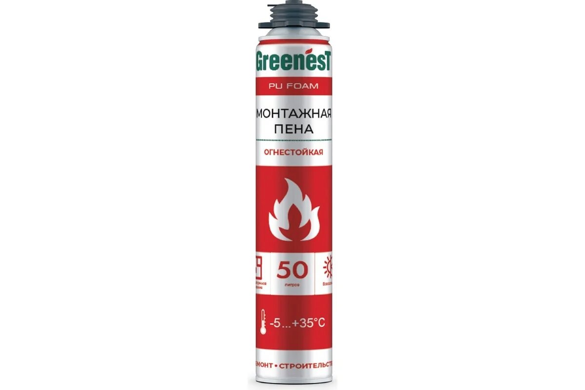 Профессиональная огнестойкая монтажная пена, GreenesT 780мл 183128550