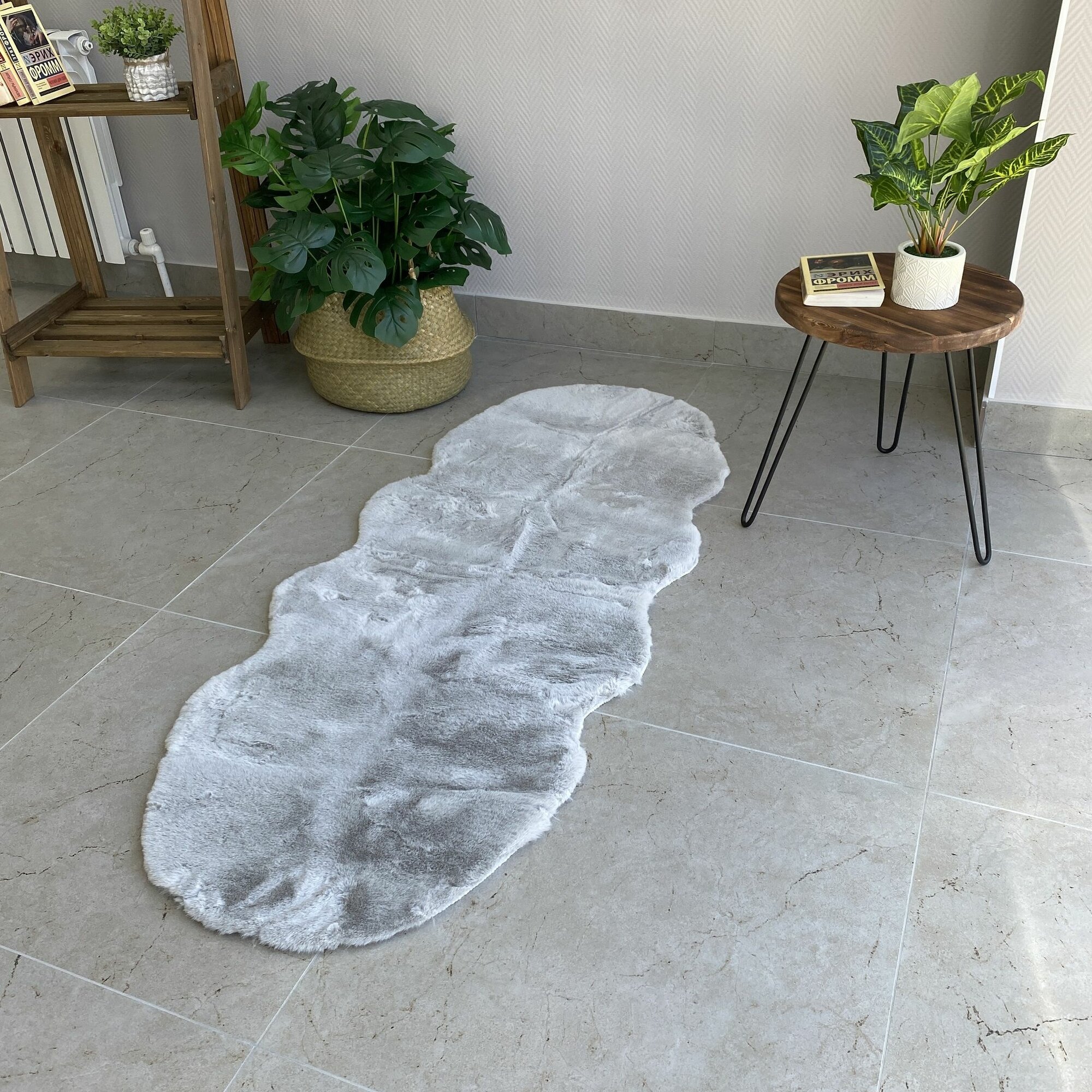 Шкура коврик меховой прикроватный искусственный, 150х60см.