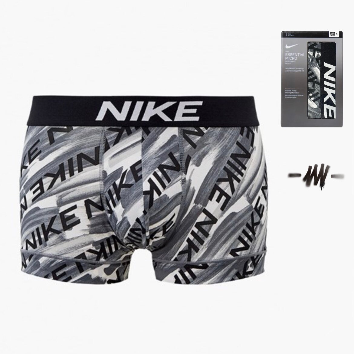 Трусы NIKE Essential Micro, размер M, белый, черный, серый