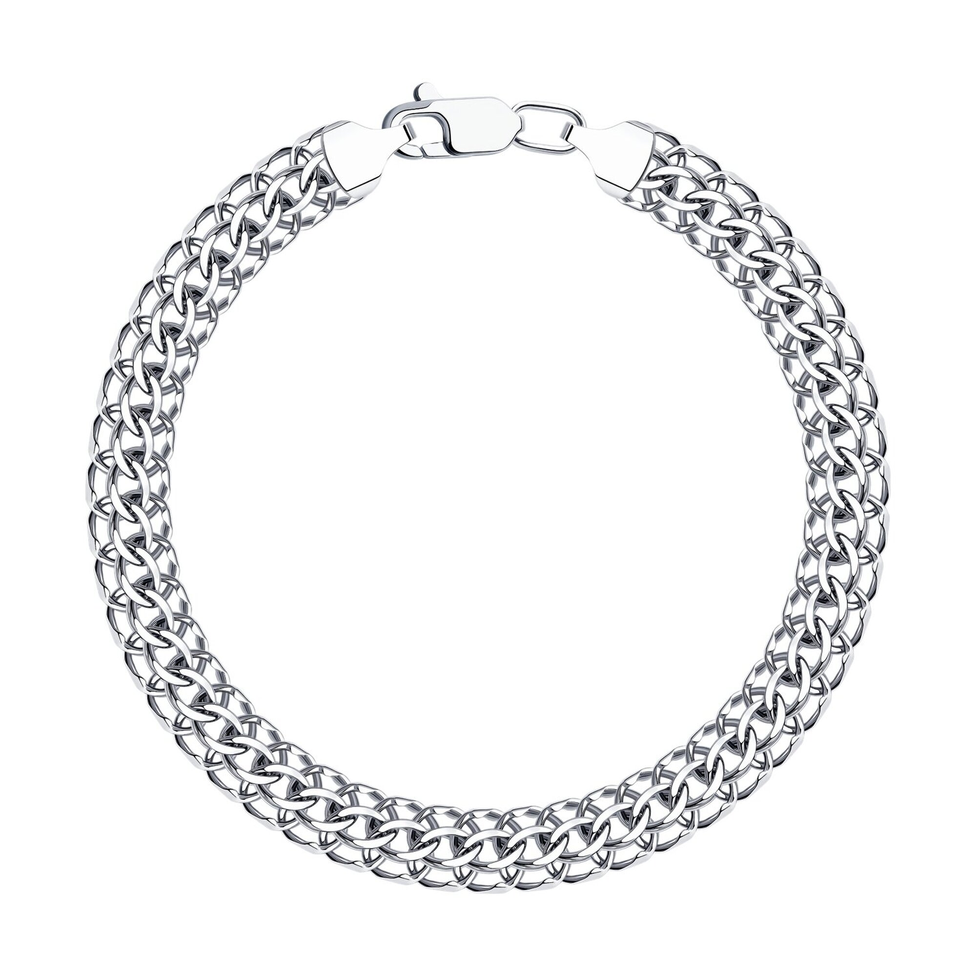 Браслет Diamant online, серебро, 925 проба, родирование, длина 21 см., серебристый