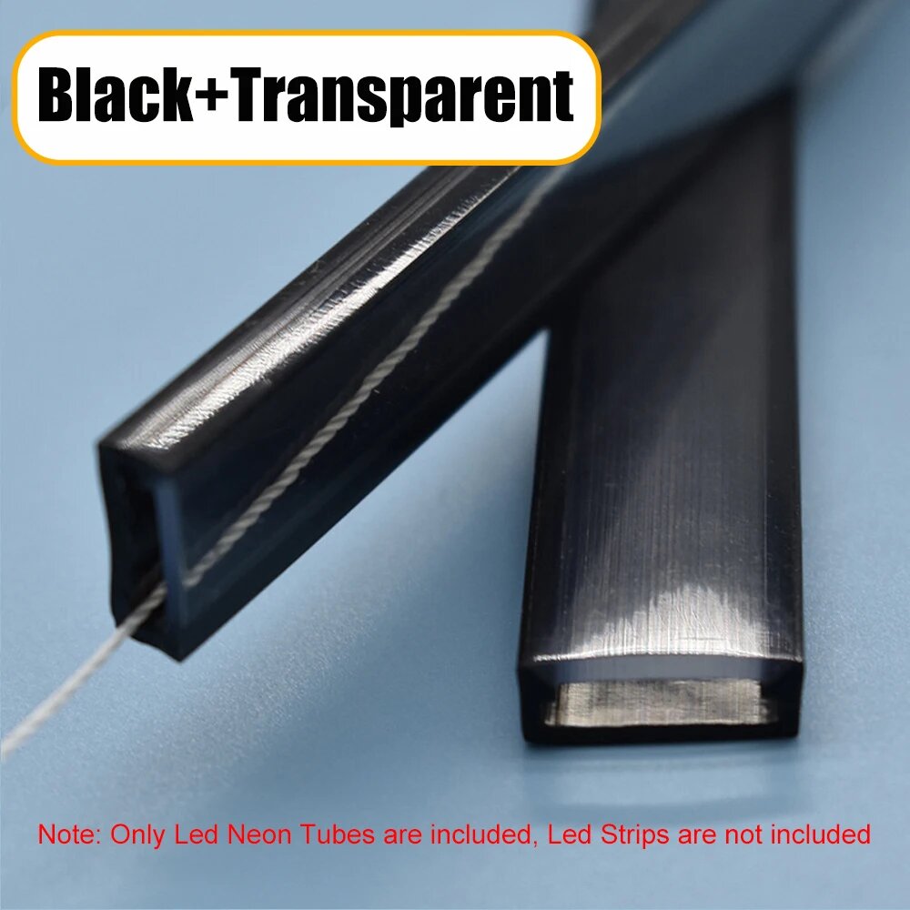 Силиконовый чехол для светодиодной ленты LMODA Черный, Black X Transparent, T0515 For 12mm Strip, 10 м